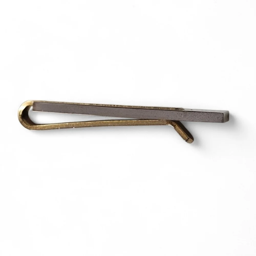 Dior Two Tone Vintage Tie Bar Clip In Silver And Gold